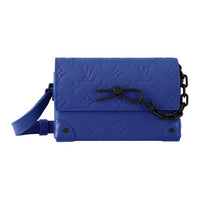 LOUIS VUITTON Steamer Embossed Leather Small Box Shoulder Bag Crossbody Bag Mini Men's Blue