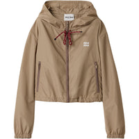 MIU MIU Logo Rubberised Zipped Hooded Jacket