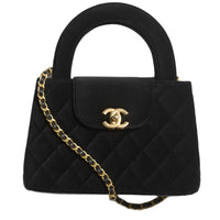 CHANEL Velour Shoulder Bag Crossbody Bag Handbag Mini Women's Black
