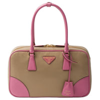PRADA Re-Edition Nylon And Leather Shoulder Bag Crossbody Bag Handbag Medium Size Women's Camel & Pink