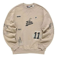 FILA FUSION Graphic Loose Fit Pullover Sweatshirt 'Tan Black' T11M142202F-DK