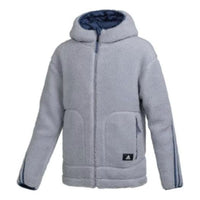 adidas Full-Zip High Collar Sherpa Jacket 'Grey' HR8427