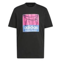 adidas Chain Net Basketball Graphic T-Shirt 'Black Pink Blue' IC1862