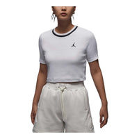 (WMNS) Air Jordan Knit Crop T-shirt Asia Sizing 'White Black' FV7090-100