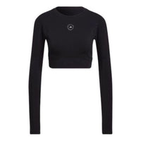 (WMNS) adidas by Stella McCartney TrueStrength Cropped Long Sleeve T-Shirt 'Black' HB6074
