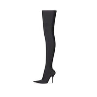 (WMNS) Balenciaga Knife 110mm Over The Knee Boots 'Black Matte Spandex' 719816W2ES01000