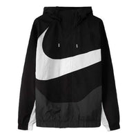 Nike Sportswear Swoosh Large Logo Printing Colorblock Hooded Jacket Black DD5967-010