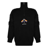 Balenciaga LGBTQ Flag Zip Up Turtleneck Sweater 'Black' 543766T17621069