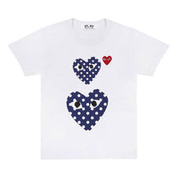 COMME des GARCONS PLAY Blue polka dots Large Small Pattern Short Sleeve White AZT237