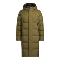 adidas Outdoor Hooded Thermal Down Long Jacket 'Olive Green' HZ2598