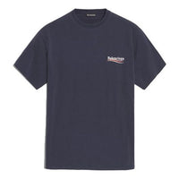 Balenciaga Logo Pattern Short Sleeve Unisex Navy Blue 556150TAV444128