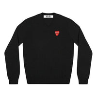 COMME des GARCONS PLAY V-Neck Pullover Red Emblem 'Black' AZ-N074-051-1