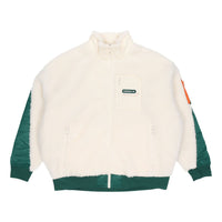 Men's adidas originals Mr Sherpa Jkt Suede Splicing Stand Collar Logo Sports Jacket Yellow White HC0373