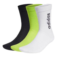 adidas neo Hc Vt Crew 3pp Solid Color Alphabet Sports Socks Couple Style 3 Pairs White / Black / Green GN9544