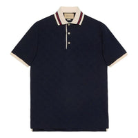 Gucci Cotton Polo Shirt With GG Embroidery 'Dark blue' 768631-XJF5A-4560