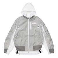Nike x sacai Double Layer Contrasting Colors Sports Hooded Jacket 'Grey' CV5732-097