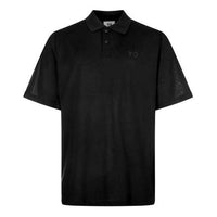 Men's Y-3 Casual Solid Color Cotton Polo Shirt Black FN3355