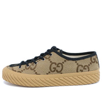 Gucci Maxi GG Lace-Up Sneakers 'Beige Black' 703031-UKOH0-2590