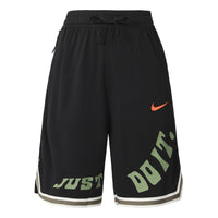 Men's Nike Brand Logo Alphabet Printing Pattern Drawstring Elastic Waistband Basketball Shorts Black DX6138-010