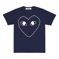 COMME des GARCONS PLAY White Love Printing Short Sleeve Navy Blue AZ-T181-051-1