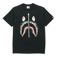 A Bathing Ape Half Zip Shark Face Tee 'Black Green' BAPE-SS18-020