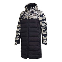 adidas Manchester United Embroidered mid-length Windproof Stay Warm hooded down Jacket Black FR3867