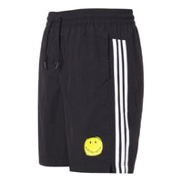 adidas neo M Smly Shorts Smiling Face Printing Stripe Sports Black GP5786