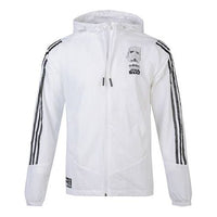 adidas neo M Sw Wb logo Printing Cozy Casual Sports Hooded Jacket White DW8174