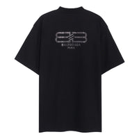 Balenciaga BB Paris Strass T-shirt Medium Fit 'Black Faded' 739784TOVU81055