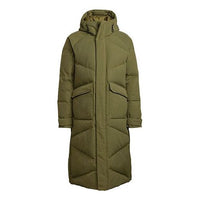 Men's adidas Shoulder Logo Outdoor Mid-Length Hooded With Down Feather Green Jacket GQ2507