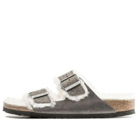 Birkenstock Arizona Shearling Waxy Leather Oiled 'Iron' 1021067