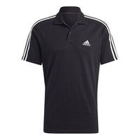 adidas Essentials Piqu Embroidered Small Logo 3-Stripes Polo Shirts 'Black' IC9310