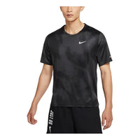 Men's Nike Training Quick Dry Breathable Printing Round Neck Short Sleeve Black T-Shirt DD5320-045