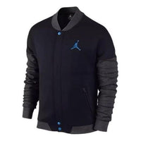 Air Jordan Logo Varsity Jacket 'Black Blue' 677812-010