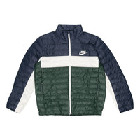 Nike Athleisure Casual Sports Stand Collar protection against cold Stay Warm Jacket Blue Green Colorblock BV4686-451