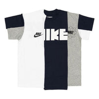 (WMNS) Nike x sacai NRG Splicing logo Colorblock T-Shirt 'Navy' CD6311-711