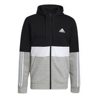 adidas Fleece Full-Zip Hoodie 'Black White Grey' GV5244