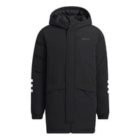 adidas mid-length Sports hooded Zipper Down Jacket Black H45235