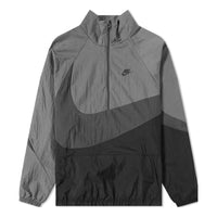 Nike Swoosh Woven Half Zip Jacket 'Black Anthracite Dark Grey' AJ2696-011