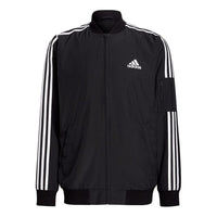 adidas M 3s Bomber Jkt Contrasting Colors Stripe Sports Logo Casual Jacket Black GV5254