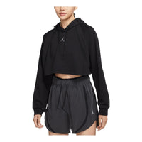 (WMNS) Air Jordan Crop Pullover Fleece Hoodie 'Black' DQ4391-010