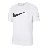 Nike Swoosh Logo Printing Knit Round Neck Short Sleeve White DB5858-100