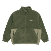 Men's adidas originals Adv Sherpa Outdoor logo Sports Splicing Stand Collar Jacket Green HC0365