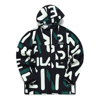 Men's FILA Full Print Casual Woven Hooded Jacket Black F11M219707F-ZA