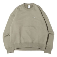 Men's Nike Lab Fleece Crew Solid Color Plush Stay Warm Sports Round Neck Pullover Olive Green DA0318-320