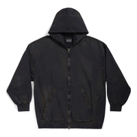 Balenciaga Paris Zip-Up Hoodie Small Fit 'Black Faded' 744454TOVI41055