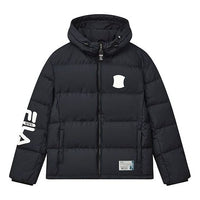 FILA x MIHARA YASUHIRO Collaborative Oversized Hooded Down Jacket 'Black White Blue' F11M243904F-BK