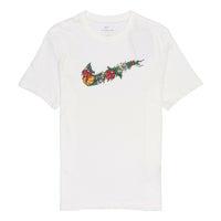 Men's Nike Flowers Large Logo Casual Sports Solid Color Round Neck Short Sleeve White T-Shirt DV1215-100