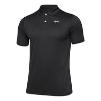 Nike Casual Solid Color Breathable Short Sleeve Polo Shirt Black CU9792-010