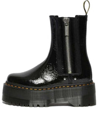 (WMNS) Dr. Martens 2976 Max Distressed Patent Chelsea Platform Boots 'Black' 27796001